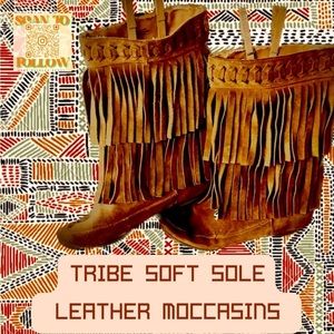 𝅺TRIBE SOFT SOLE LEATHER MOCCASINS BOOTS